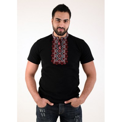 Embroidered t-shirt for men "Shooting Stars" red